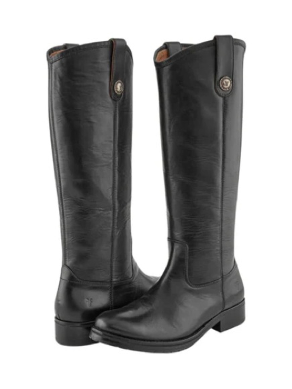 FRYE Classic Black Leather Knee-High Women's Boots MELISSA LUG BUTTON TALL